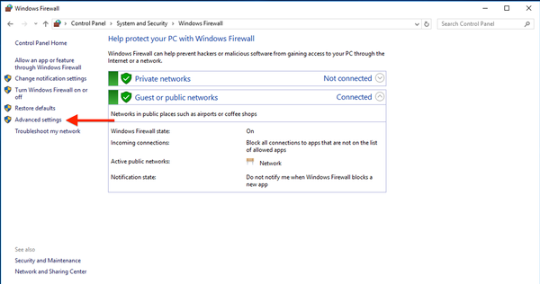 How to enable a port in Windows firewall?